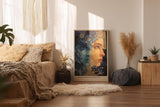 Paul Sinus Wandbild in 40x60cm Fractured Eternity abstraktes Porträt zweier Gesichter in Blauund Hauttönen mit kosmischen Elementen