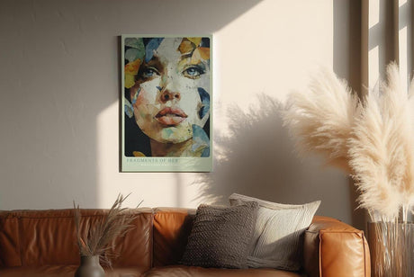 Paul Sinus Wandbild in 40x60cm Fragments of Her – ausdrucksstarkes Porträt einer Frau mit Schmetterlingsfragmenten in leuchtenden Farben