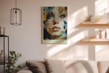 Paul Sinus Wandbild in 40x60cm Fragments of Her – ausdrucksstarkes Porträt einer Frau mit Schmetterlingsfragmenten in leuchtenden Farben
