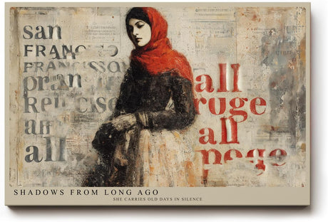 Paul Sinus Wandbild 120x80cm Frau Mit Rotem Schal Vintage Collage LeinWandbild 120x80cm Urban Art Wanddekoration