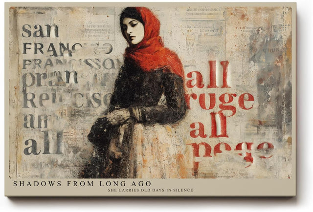Paul Sinus Wandbild 120x80cm Frau Mit Rotem Schal Vintage Collage LeinWandbild 120x80cm Urban Art Wanddekoration