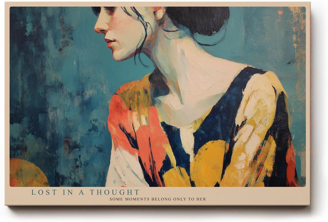 Paul Sinus Wandbild 120x80cm Frau Portrait moderne expressionistische Malerei elegante Farben kuenstlerisches Portrait Kunstbild stilvolle Wanddekoration fuer Wohnzimmer Büro