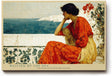 Paul Sinus Wandbild 120x80cm Frau am Meer in Rotem Kleid Klassische Küsten Kunst Wanddekoration