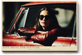 Paul Sinus Wandbild 120x80cm Frau im Auto moderne Porträtfotografie urbaner Lifestyle Sonnenbrille rotes Fahrzeug stilvolle