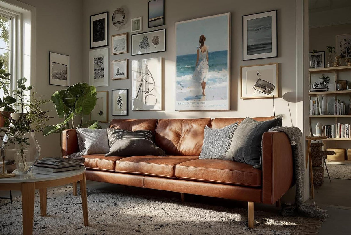 Paul Sinus Wandbild in 40x60cm Frau im weißen Kleid am Meer – harmonisches Küstenmotiv in impressionistischer Malweise für entspannende Wohnraumgestaltung