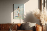 Paul Sinus Wandbild in 40x60cm Frau im weißen Sommerkleid am Meer – maritimes Küstenmotiv in impressionistischer Malweise für eine ruhige Wohnraumgestaltung