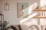 Paul Sinus Wandbild in 40x60cm Frau im weißen Sommerkleid am Meer – maritimes Küstenmotiv in impressionistischer Malweise für eine ruhige Wohnraumgestaltung