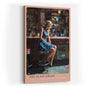 Paul Sinus Wandbild in 40x60cm Frau in blauem Kleid an Bar – modernes Porträt mit urbanem Flair