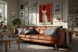 Paul Sinus Wandbild in 40x60cm Frau in weißem Kleid vor roter Wand – modernes Porträt mit ausdrucksstarker Komposition