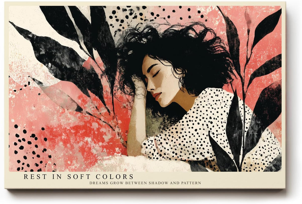 Paul Sinus Wandbild 120x80cm Frauenportrait modern rot schwarz Illustration Kunstdruck grosses Kunstbild stilvolle Wanddekoration fuer Wohnzimmer Büro Flur