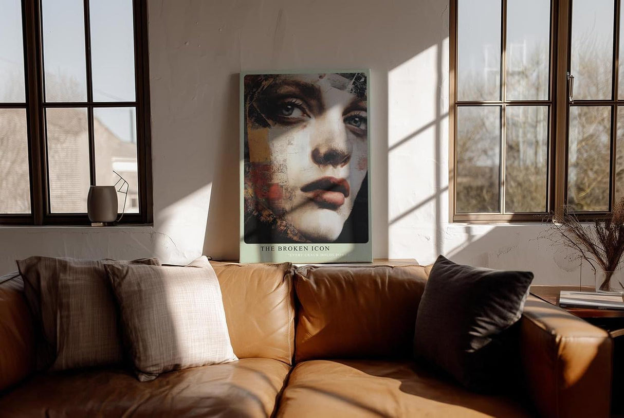 Paul Sinus Wandbild in 40x60cm Frauenporträt in fragmentierter Malweise – kraftvolles Mixed-Media-Kunstwerk für moderne Raumgestaltung