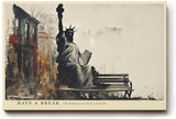 Paul Sinus Wandbild 120x80cm Freiheitsstatue Moderne Stadt Kunst LeinWandbild 120x80cm New York Szene Wanddekoration