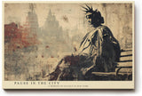 Paul Sinus Wandbild 120x80cm Freiheitsstatue New York Vintage Stadt Kunst Abstrakte Skyline Wanddekoration