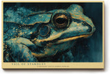 Paul Sinus Wandbild 120x80cm Frosch Nahaufnahme moderne Tierkunst blau gold Illustration Wanddekoration fuer Wohnzimmer Büro
