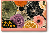 Paul Sinus Wandbild 120x80cm Fruit and Bloom Together Abstrakte Fruechte und Blumen Illustration Bunte Kunst fuer Wohnzimmer Kueche und Esszimmer