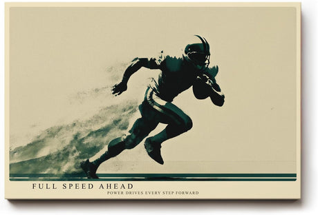 Paul Sinus Wandbild 120x80cm Full Speed Ahead American Football Spieler Dynamische Sport Kunst fuer Wohnzimmer Büro und Fitnessraum