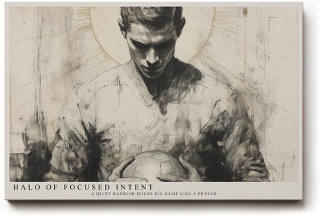 Paul Sinus Wandbild 120x80cm Fussballspieler Portrait moderne Sport Kunst monochrome Illustration Wanddekoration Wohnzimmer Büro