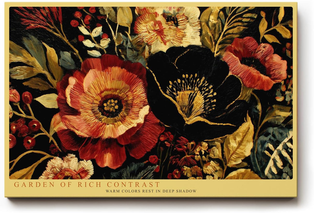 Paul Sinus Wandbild 120x80cm Garden of Rich Contrast florale Kunst mit kräftigen Farben botanisches Poster für Wohnzimmer Schlafzimmer Büro