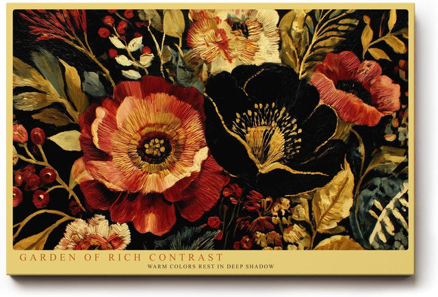 Paul Sinus Wandbild 120x80cm Garden of Rich Contrast florale Kunst mit kräftigen Farben botanisches Poster für Wohnzimmer Schlafzimmer Büro