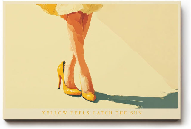 Paul Sinus Wandbild 120x80cm Gelbe High Heels elegante Fashion Illustration mit sonnigem Farbton