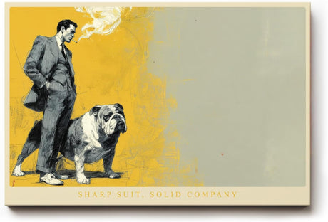 Paul Sinus Wandbild 120x80cm Gentleman mit Bulldogge moderne Illustration im Vintage Stil stilvolle Wanddekoration