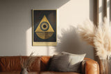 Paul Sinus Wandbild in 40x60cm Geometric Portal Goldene Formen mit Kreis und Dreieck in mystischer Komposition und edler Oberflächenstruktur