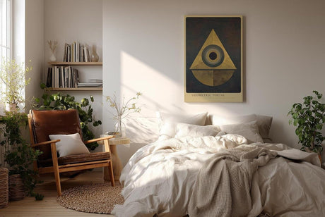 Paul Sinus Wandbild in 40x60cm Geometric Portal Goldene Formen mit Kreis und Dreieck in mystischer Komposition und edler Oberflächenstruktur