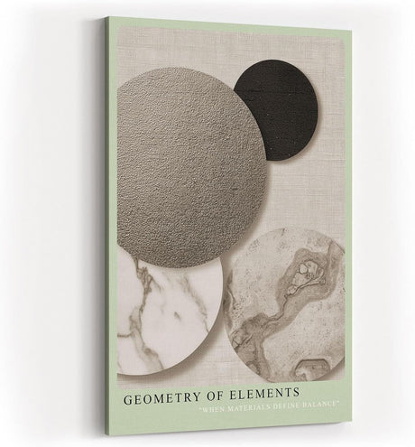 Paul Sinus Wandbild in 40x60cm Geometry of Elements – Abstrakte Kreiskomposition in Grautönen, Schwarz und Marmorstruktur auf texturiertem Hintergrund