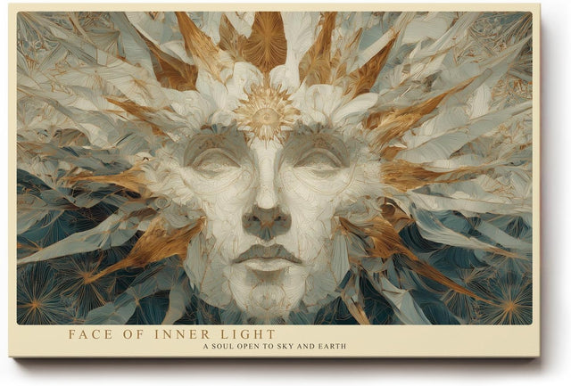 Paul Sinus Wandbild 120x80cm Gesicht Inneres Licht Abstrakte Spirituelle Kunst LeinWandbild 120x80cm Mystische Wanddekoration