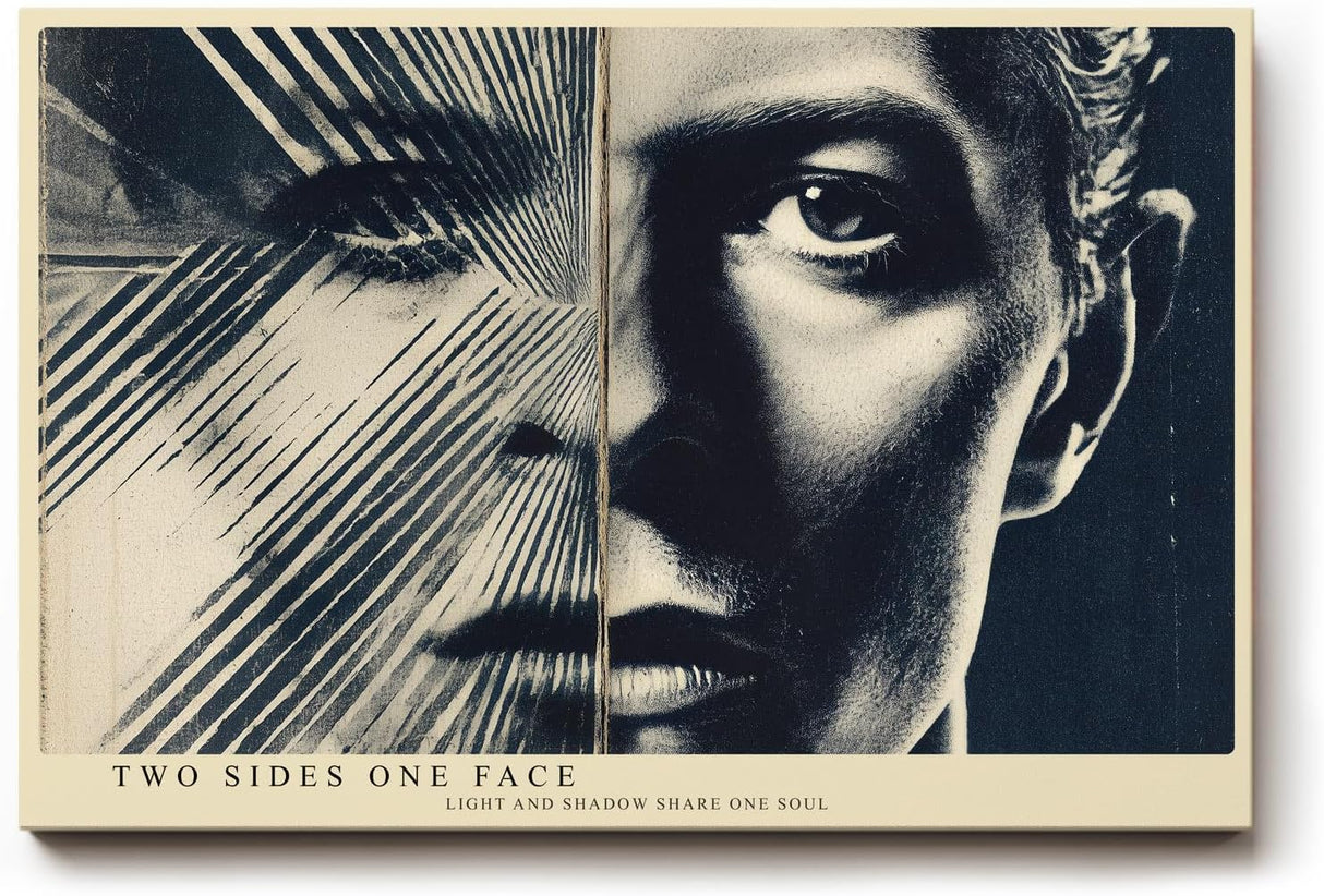 Paul Sinus Wandbild 120x80cm Gesicht Licht Und Schatten Moderne Portraitkunst LeinWandbild 120x80cm Grafische Wanddekoration