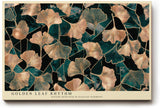 Paul Sinus Wandbild 120x80cm Ginkgo Blaetter gold gruen botanische Naturkunst elegantes Blattmuster moderne Wanddekoration fuer Wohnzimmer Büro