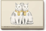 Paul Sinus Wandbild 120x80cm Glückskatze Paar asiatisches Katzenmotiv weiß gold dekorative Tierkunst harmonisches Symbolbild moderne Wanddekoration für Wohnzimmer Flur Büro