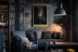 Paul Sinus Wandbild in 40x60cm Golden Core – Mystische Weltraumszene mit leuchtendem goldenen Kern und symmetrischen geometrischen Linien