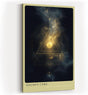 Paul Sinus Wandbild in 40x60cm Golden Core – Mystische Weltraumszene mit leuchtendem goldenen Kern und symmetrischen geometrischen Linien