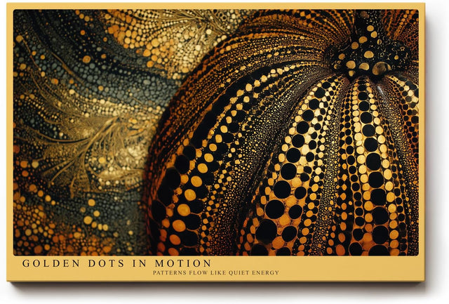 Paul Sinus Wandbild 120x80cm Golden Dots in Motion abstrakte Punktstruktur Kunst in Gold und Schwarz modernes Poster für Wohnzimmer Büro