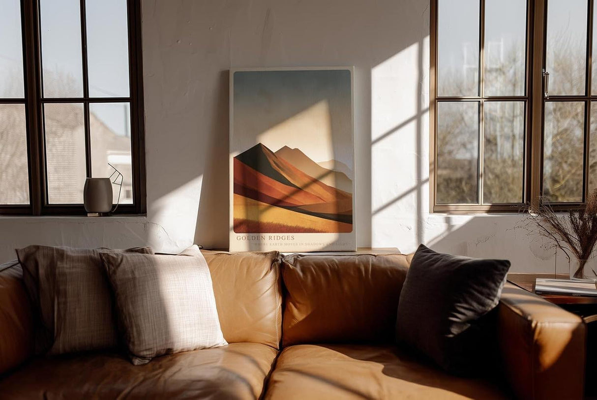 Paul Sinus Wandbild in 40x60cm Golden Ridges – Landschaft in warmen Goldund Rottönen für zeitlose Raumgestaltung