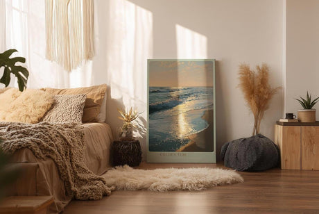 Paul Sinus Wandbild in 40x60cm Goldene Abendsonne über dem Meer mit glitzernder Wasseroberfläche und sanften Wellen