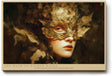 Paul Sinus Wandbild 120x80cm Goldene Waldmaske Fantasie Portraet mit Blaettern kunstvolles Naturmotiv