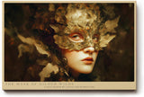 Paul Sinus Wandbild 120x80cm Goldene Waldmaske Fantasie Portraet mit Blaettern kunstvolles Naturmotiv