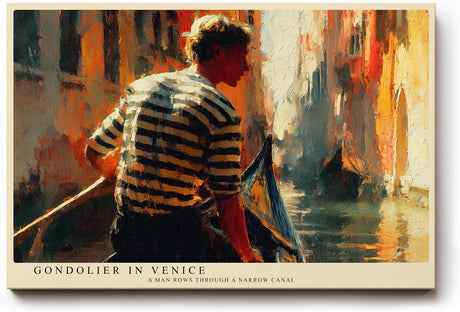 Paul Sinus Wandbild 120x80cm Gondoliere Venedig Kanal Szene Italien Reise Kunst Impressionistische Stadtlandschaft
