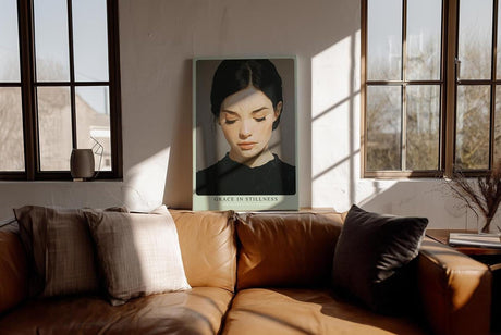 Paul Sinus Wandbild in 40x60cm Grace in Stillness – Minimalistisches Porträt einer Frau mit geschlossenen Augen, moderne Bilder in harmonischen Erdtönen, elegant und zeitlos