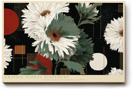 Paul Sinus Wandbild 120x80cm Grafische Blumen Komposition moderne Florale Kunst mit geometrischen Formen Wanddekoration