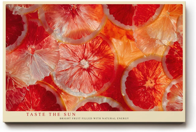 Paul Sinus Wandbild 120x80cm Grapefruit Scheiben Makrofotografie frisches Fruchtmotiv moderne Kuechenkunst stilvolle Wanddekoration fuer Kueche Esszimmer Wohnzimmer