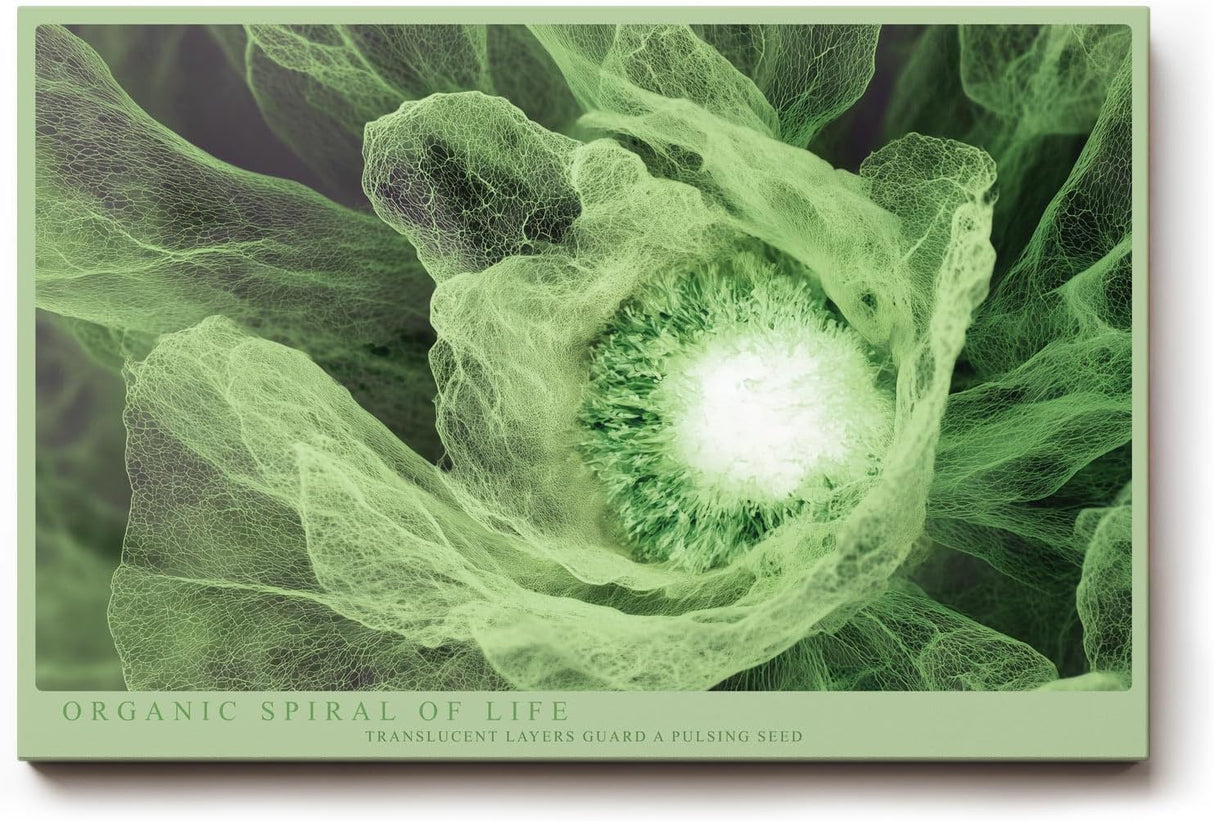 Paul Sinus Wandbild 120x80cm Gruene Bluete Makro botanische Kunst Natur Spiralstruktur Wanddekoration Wohnzimmer Schlafzimmer