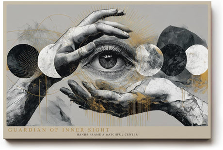 Paul Sinus Wandbild 120x80cm Guardian of Inner Sight surrealistisches Auge Hände Kunst modern abstrakt Poster für Wohnzimmer Büro Studio
