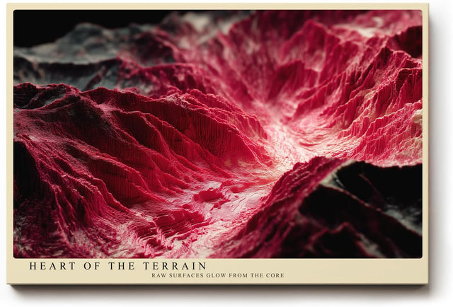 Paul Sinus Wandbild 120x80cm Heart of the Terrain abstrakte rote Landschaft moderne Struktur Kunst Poster für Wohnzimmer Büro