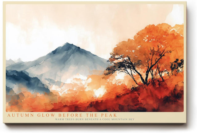 Paul Sinus Wandbild 120x80cm Herbst Landschaft Berge Natur Kunstmotiv Warme Herbstfarben mit Baumlandschaft und Bergpanorama