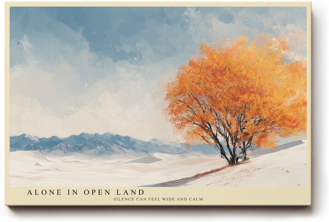 Paul Sinus Wandbild 120x80cm Herbstbaum Landschaft moderne Natur Kunst orange Baum Kunstdruck ruhige Berglandschaft