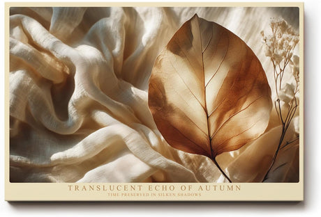 Paul Sinus Wandbild 120x80cm Herbstblatt Stillleben Natur Kunstmotiv Elegante Makro Darstellung eines Blattes auf Stoff