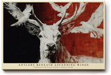 Paul Sinus Wandbild 120x80cm Hirsch Tauben abstrakte Tierkunst moderne Natur Illustration Wanddekoration Wohnzimmer Büro